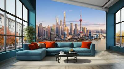 shanghai skyline panorama in sunset Wall mural