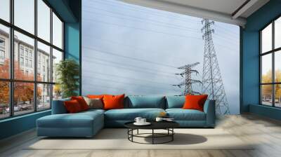 two high voltage transmission pylon Wall mural