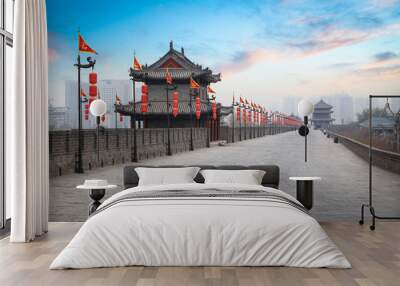 xian ancient city wall at dusk Wall mural