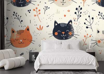 Creative combination of colorful abstract patterns and cartoon elements Wall mural