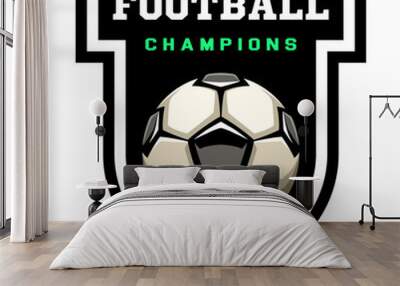 Soccer ball, football logo. Sport games. Sporting equipment. Emblem, badge. Wall mural