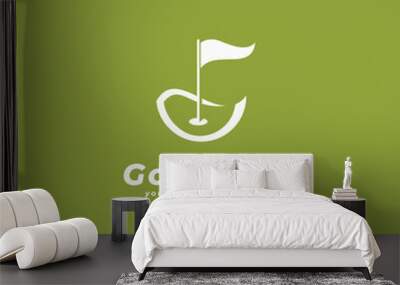 Golf logo design vector template, Vector label of golf, Logo of golf championship, illustration, Creative icon, design concept Wall mural