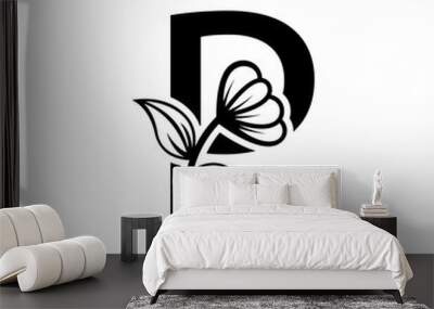 letter k,l,m,n,o,p,q combine flower logo design template. Wall mural