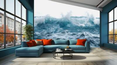 A Picture of blue ocean waves isolated on transparent background. Wall mural