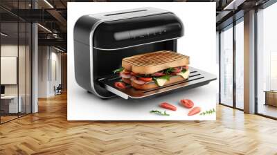 Compact sandwich maker in black and silver isolated on white background Wall mural