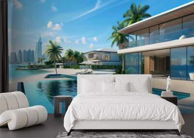 Dubai luxury villas real estate on The Palm Jumeirah artificial island panorama Wall mural