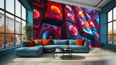 Modern nightclub disco system design, speaker system, evolution of sound for musical entertainment Wall mural