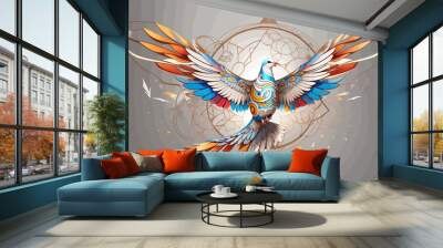 an image of an dove of peace soaring illustration Wall mural