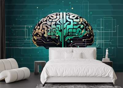 brain chip shape illustration Wall mural