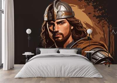 medieval germanic warrior illustration Wall mural