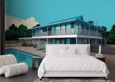 motel old design illustration Wall mural