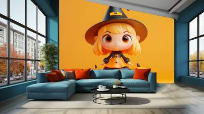 halloween witch with pumpkin Wall mural