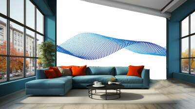 colorful Twisted curve dot lines with mixed effects. Technology abstract dot lines on transparent background Wall mural