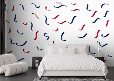 Red And Blue Confetti Isolated On Background. Celebration Event And Birthday. American, Chile, Russia, France, United kingdom flags color concept. Vector Wall mural