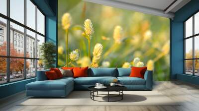 Vintage Tone of Glass Field in the Evening Light with Natural Bl Wall mural