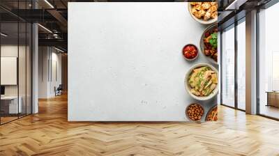 chinese food, chinese traditional cuisine dishes on dark background, top view, copy space Wall mural