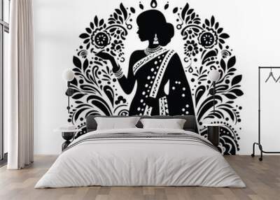 woman wear traditional fashion An Indian saree  Wall mural