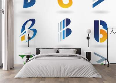 Abstract icons for letter B Wall mural