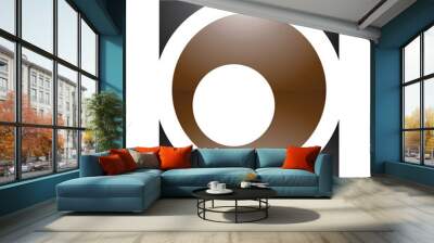 Brown and Black Glossy Square Letter O Icon Wall mural