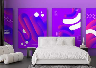 Abstract purple 3d fluid background design set Wall mural