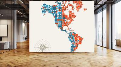 America geometric figures map Wall mural