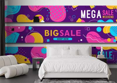 Big sale template geometric shape web banner set Wall mural