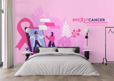 Breast Cancer Awareness month phone doctor Wall mural