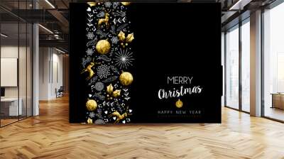 Christmas and New Year gold pattern decoration Wall mural