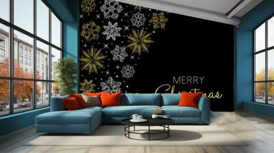 Christmas and New Year gold snow card design Wall mural