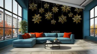 Christmas and New Year gold snow decoration card Wall mural