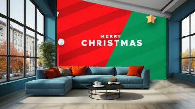 Christmas banner of papercut holiday ornaments Wall mural