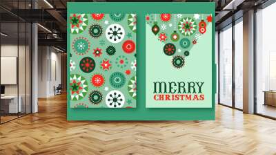 Christmas card set retro geometric folk ornament Wall mural