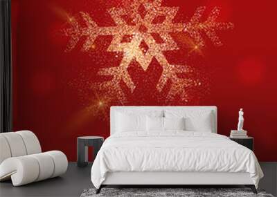 Christmas gold glitter snowflake greeting card Wall mural