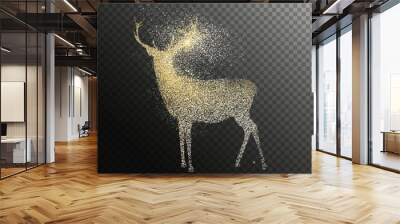 Christmas holiday gold glitter deer transparent background Wall mural