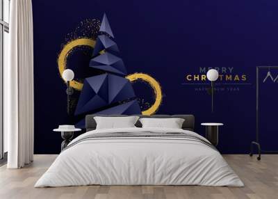 Christmas new year abstract 3d low poly tree card Wall mural