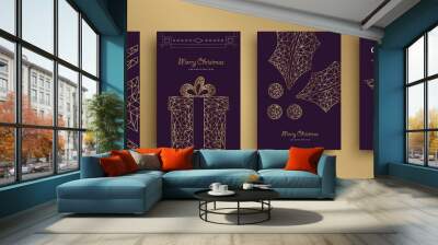 Christmas New Year art deco gold gift card set Wall mural