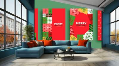 Christmas New Year geometric gift box card set Wall mural