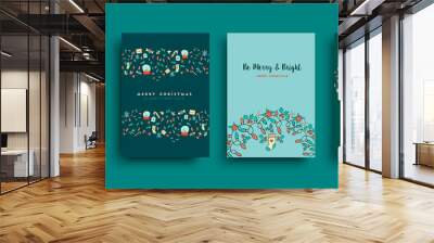 Christmas New Year nature decoration card set Wall mural