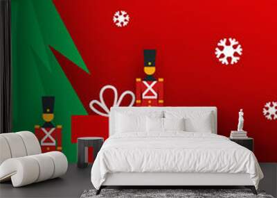 Christmas New Year red papercut toy soldier card Wall mural