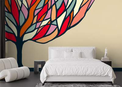 Colorful tree nature art illustration for banner Wall mural