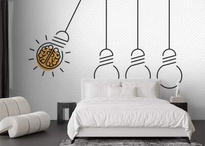 Creative idea concept of brain as light bulb Wall mural