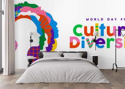 Cultural Diversity day ethnic people face banner Wall mural