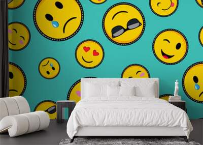 Cute emoji designs Seamless pattern Wall mural