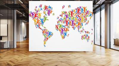 Diverstiy people concept world map Wall mural