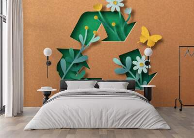 Downcycling green papercut nature concept isolated Wall mural