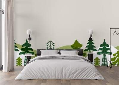 Empty folk christmas tree background template Wall mural