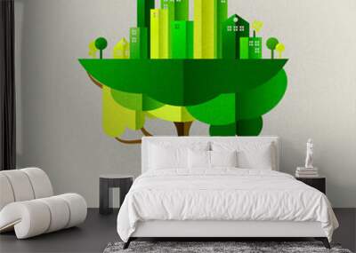 Environment Day card of eco friendly city in tree Wall mural