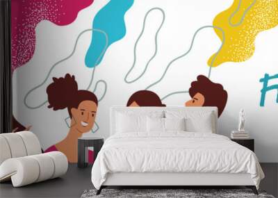 Friendship day banner of happy young friends Wall mural