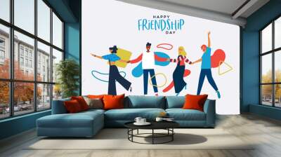 Friendship Day card of diverse friends together Wall mural