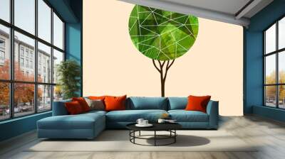 Green tree abstract geometric illustration design Wall mural